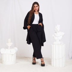 Long Sleeve Linen Set - Black