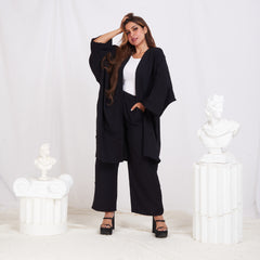 Long Sleeve Linen Set - Black