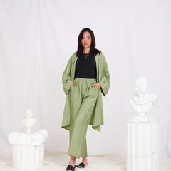 Long Sleeve Linen Set - Olive