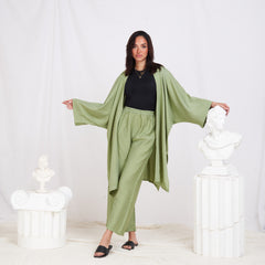 Long Sleeve Linen Set - Olive