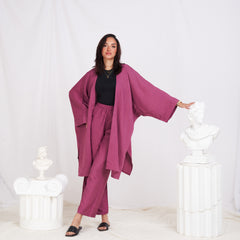 Long Sleeve Linen Set - Purple