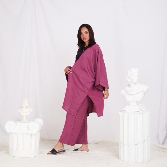 Long Sleeve Linen Set - Purple