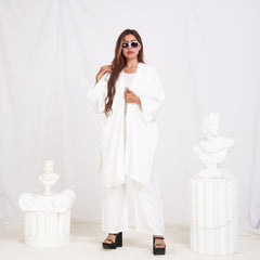 Long Sleeve Linen Set - White