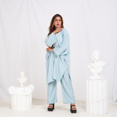 Long Sleeve Linen Set - Baby Blue