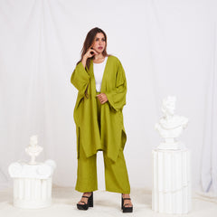 Long Sleeve Linen Set - Pear Green