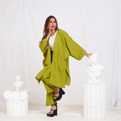 Long Sleeve Linen Set - Pear Green