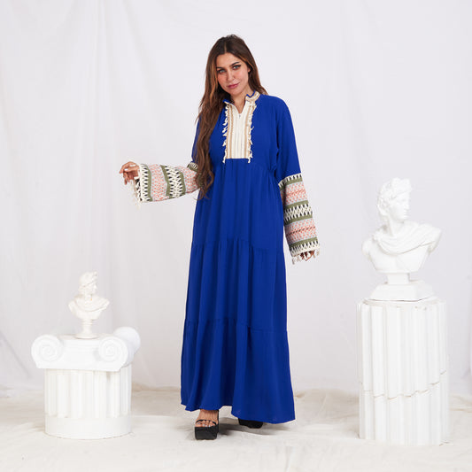 Colored Sleeve Abaya -Blue