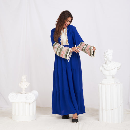 Colored Sleeve Abaya -Blue