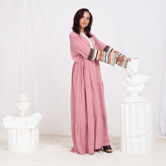 Colored Sleeve Abaya - Rose