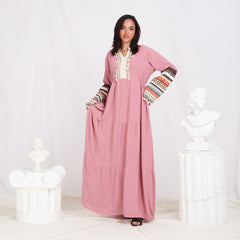 Colored Sleeve Abaya - Rose