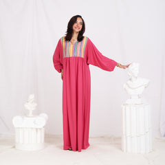 Long Sleeve Abaya -Pink