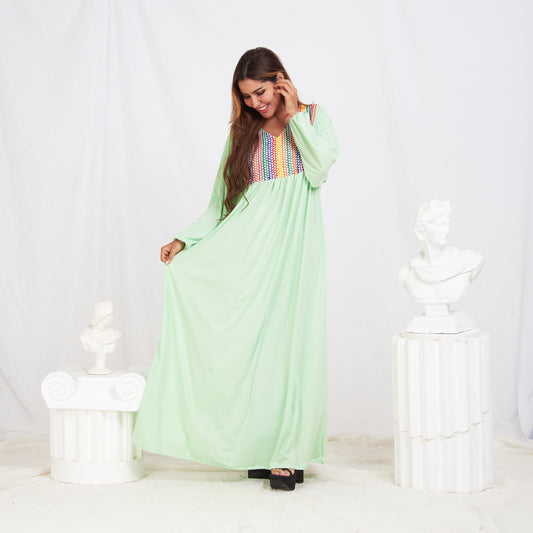 Long Sleeve Abaya - Mint Green