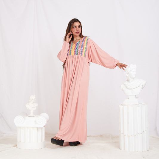 Long Sleeve Abaya - Rose