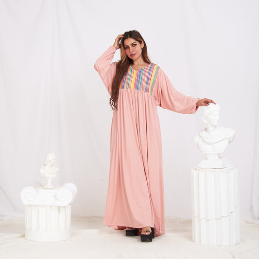 Long Sleeve Abaya - Rose