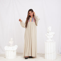 Long Sleeve Abaya - Beige