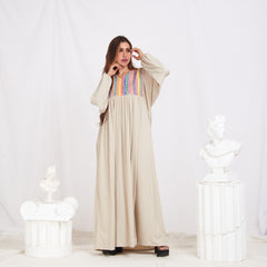 Long Sleeve Abaya - Beige