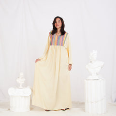 Long Sleeve Abaya - Light Yellow