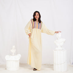 Long Sleeve Abaya - Light Yellow