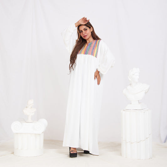 Long Sleeve Abaya - White