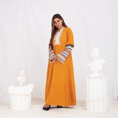 Colored Sleeve Abaya- Orange