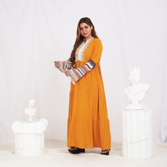 Colored Sleeve Abaya- Orange