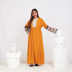 Colored Sleeve Abaya- Orange