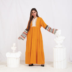 Colored Sleeve Abaya- Orange