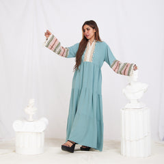 Colored Sleeve Abaya - Mint Green