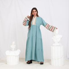 Colored Sleeve Abaya - Mint Green